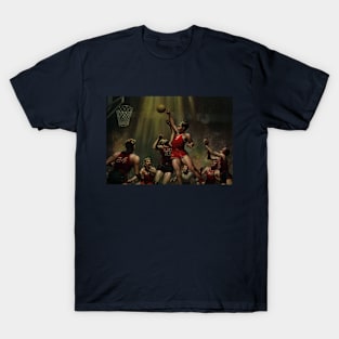 Vintage Sports Basketball, Players in a Game T-Shirt